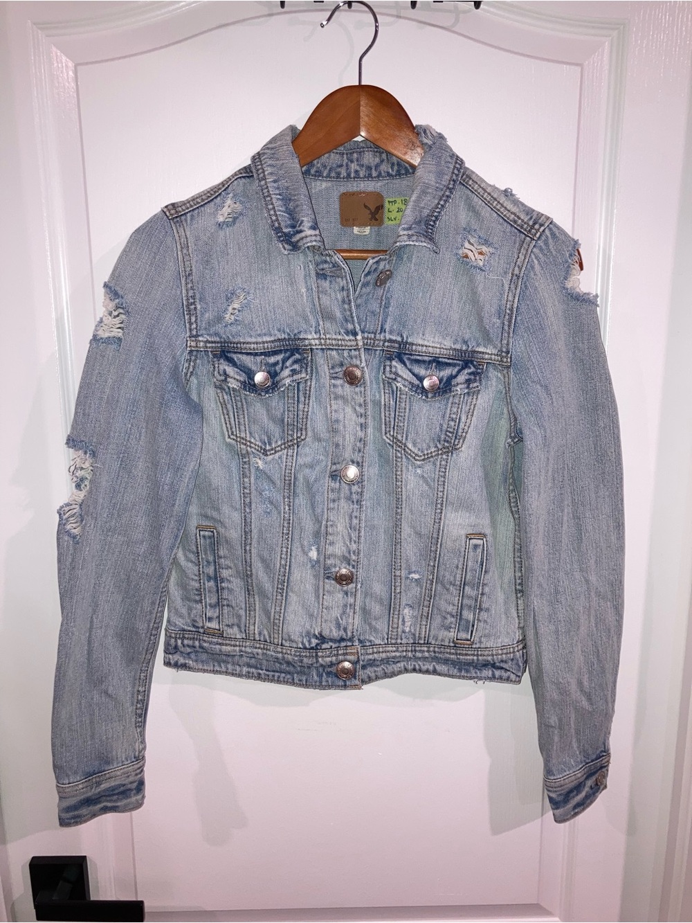 American Eagle Light Blue Distressed Jean Jacket - size S